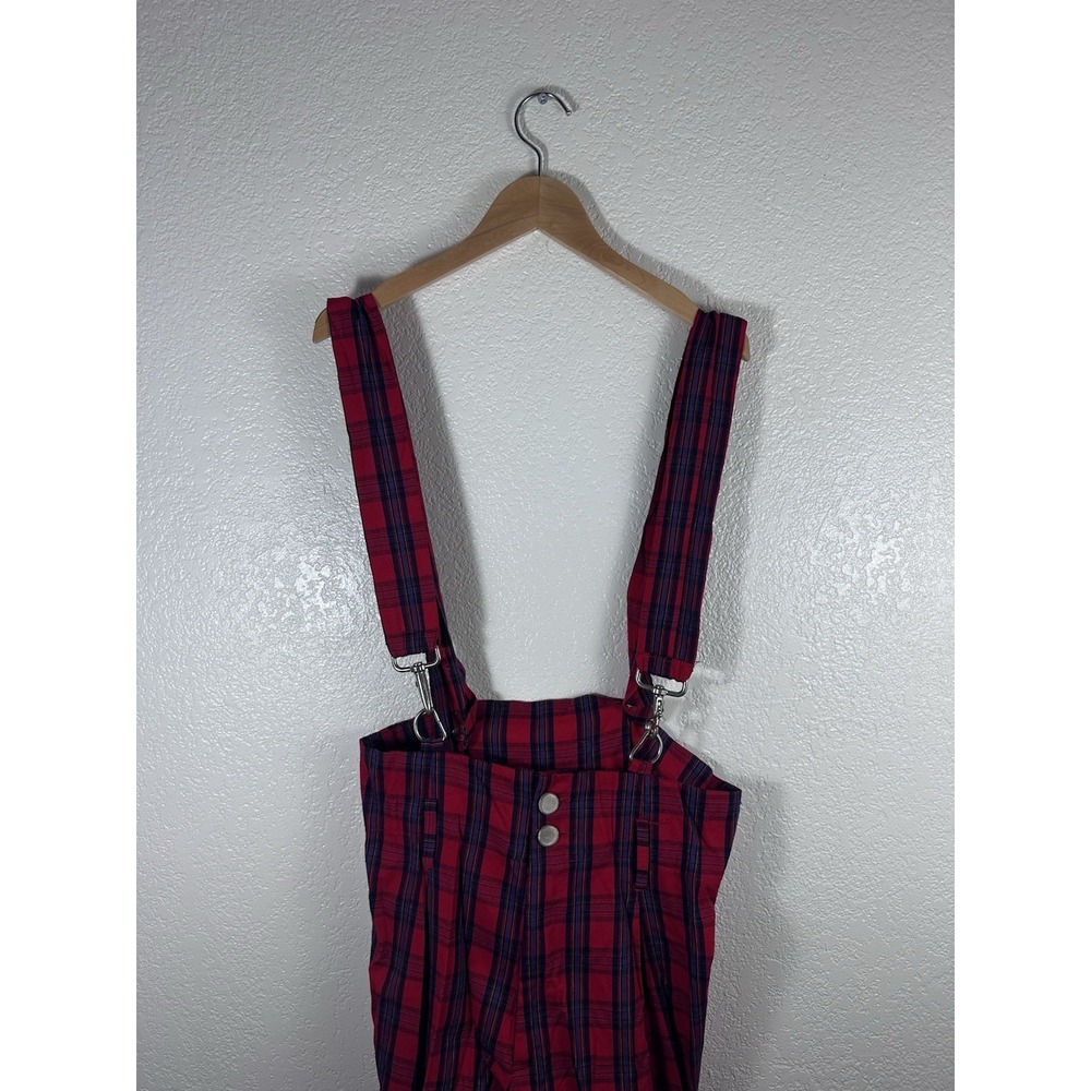 Vintage Tantrumm Plaid Suspender Pants Mens Medium Red